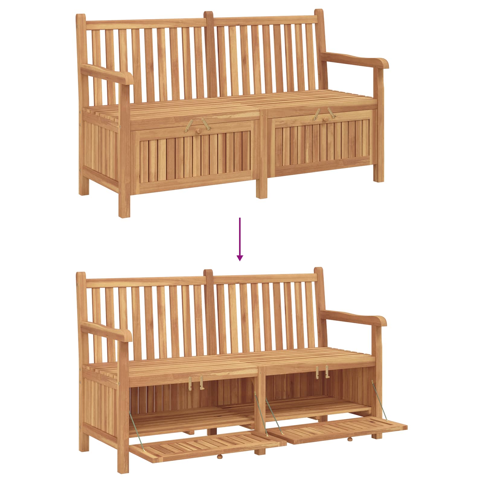 Havebænk med opbevaring med dør 150 x 60 x 90 cm Massiv Teaktræ