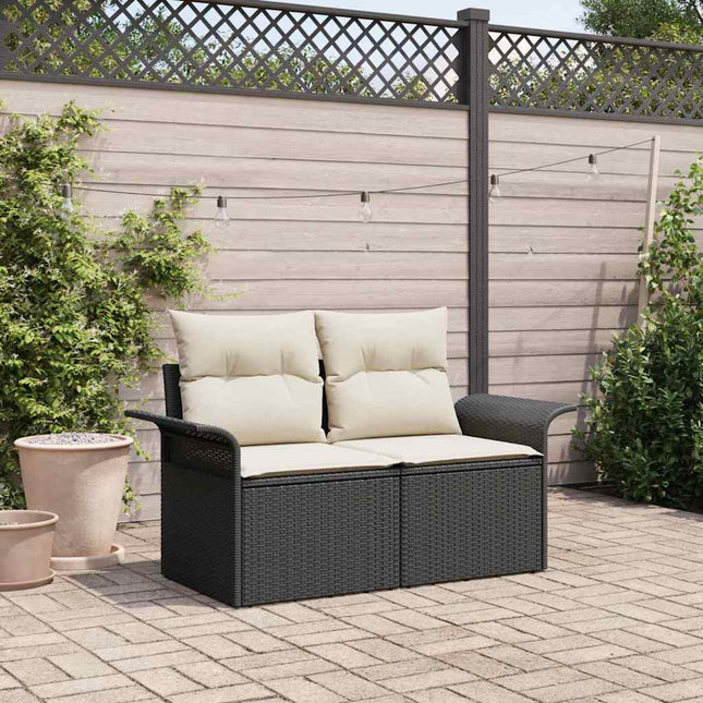 Havemøbelsofa med pude Sort 141 x 62 x 69cm polyrattan