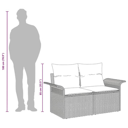Havemøbelsofa med pude Sort 141 x 62 x 69cm polyrattan
