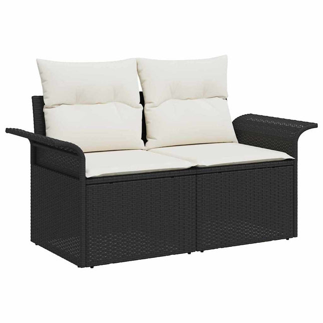 Havemøbelsofa med pude Sort 141 x 62 x 69cm polyrattan