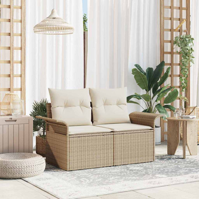 Havemøbelsofa med pude Beige 141 x 62 x 69cm polyrattan