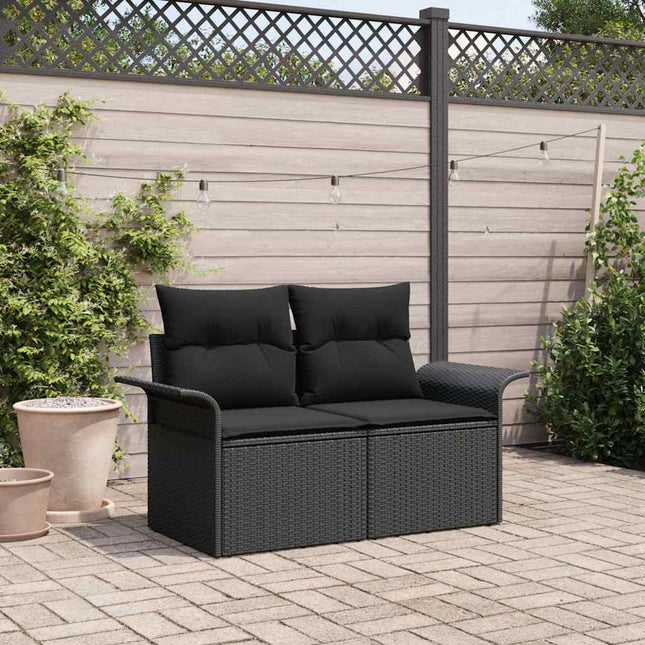 Havemøbelsofa med pude Sort 141 x 62 x 69cm polyrattan