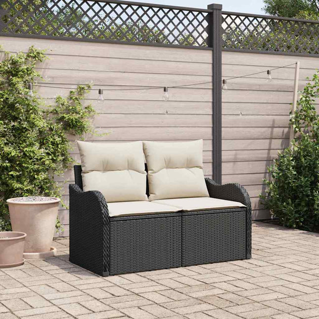 Havemøbelsofa med pude Sort 121 x 62 x 69cm polyrattan