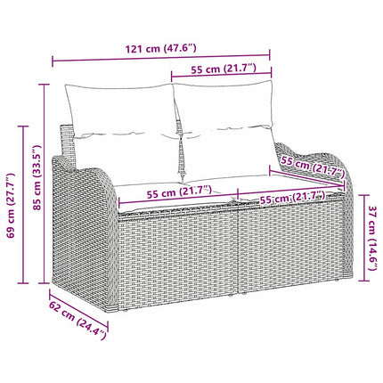 Havemøbelsofa med pude Sort 121 x 62 x 69cm polyrattan