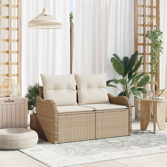 Havemøbelsofa med pude Beige 121 x 62 x 69cm polyrattan