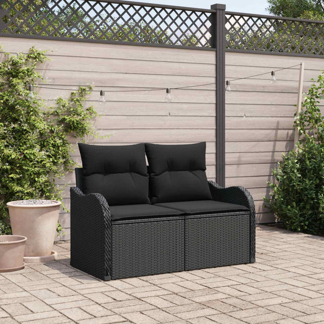 Havemøbelsofa med pude Sort 121 x 62 x 69cm polyrattan