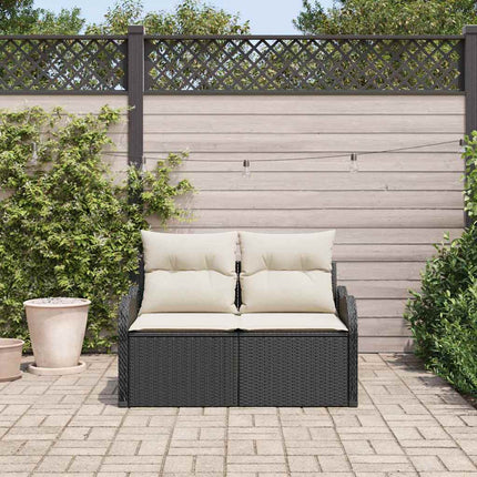 Havemøbelsofa med pude Sort 121 x 62 x 69cm polyrattan