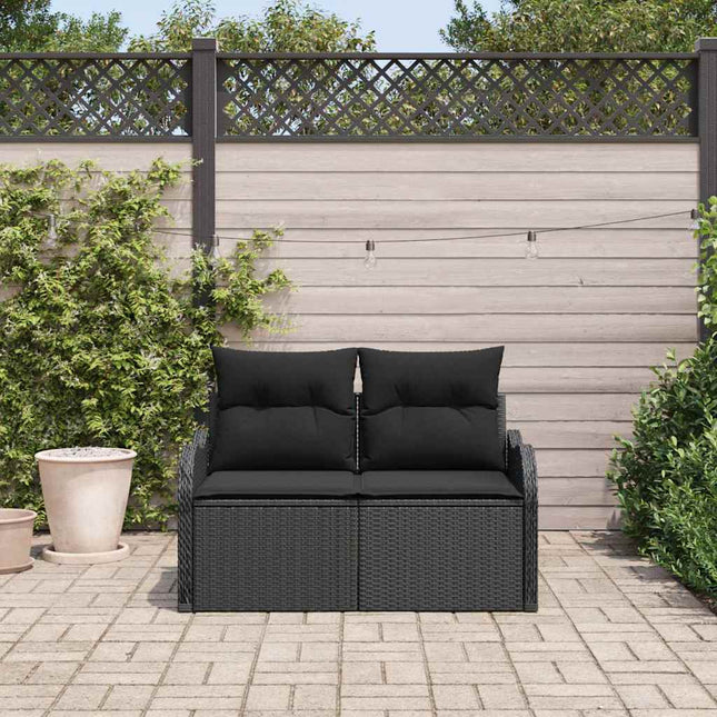 Havemøbelsofa med pude Sort 121 x 62 x 69cm polyrattan