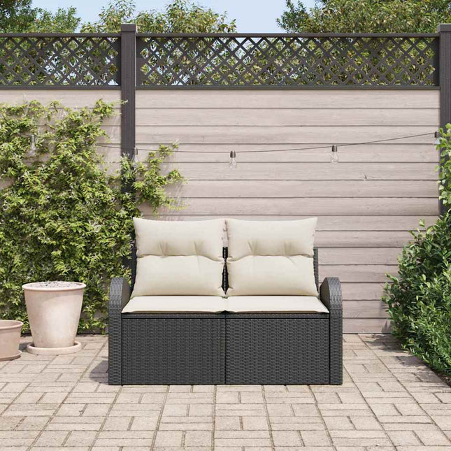 Havemøbelsofa med pude Sort 124 x 62 x 69cm polyrattan