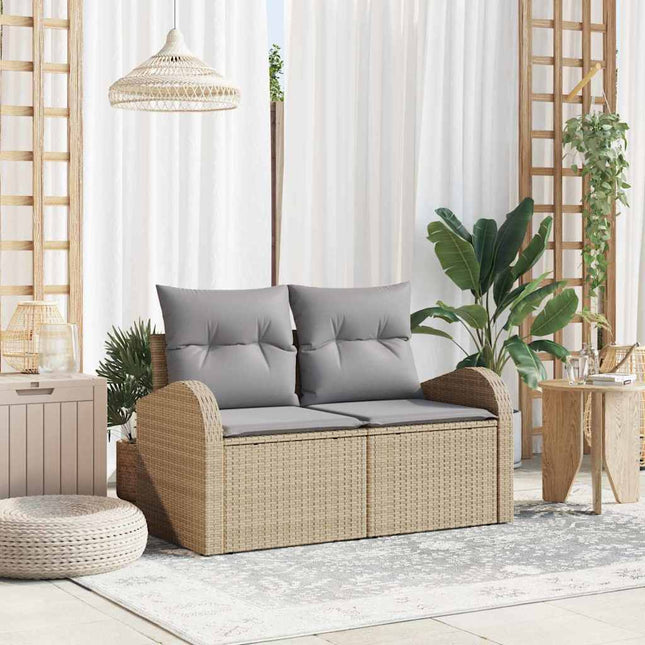Havemøbelsofa med pude Beige 124 x 62 x 69cm polyrattan