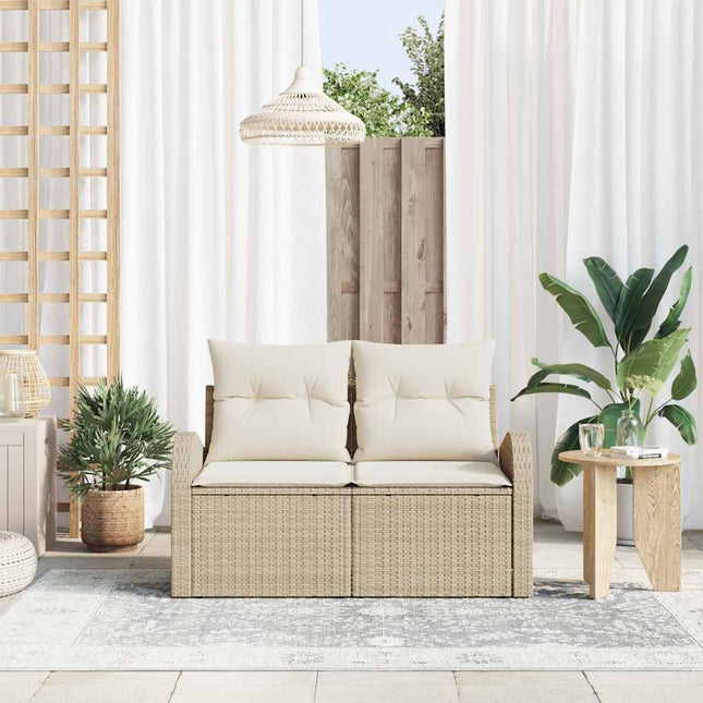 Havemøbelsofa med pude Beige 124 x 62 x 69cm polyrattan