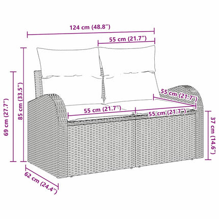 Havemøbelsofa med pude Beige 124 x 62 x 69cm polyrattan