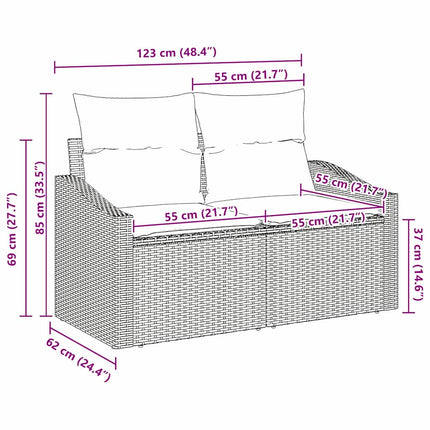Havemøbelsofa med pude 123 x 62 x 69 cm polyrattan