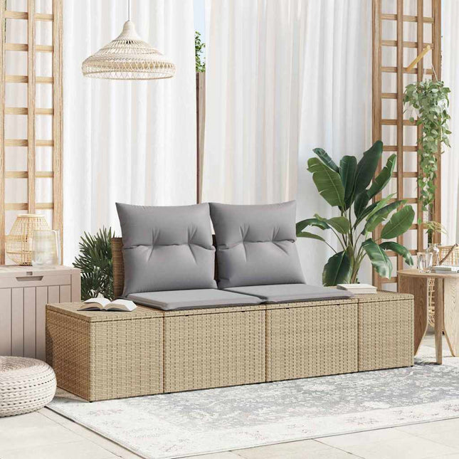 Havemøbelsofa med pude Beige 184 x 62 x 69 cm polyrattan