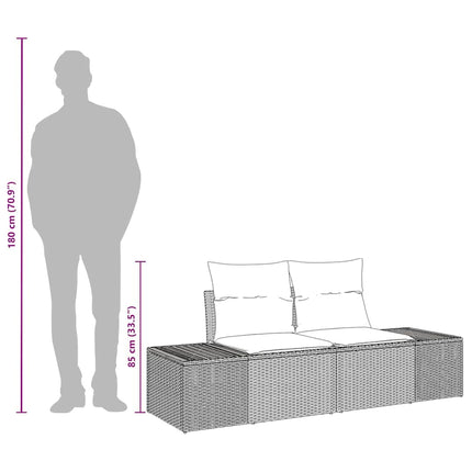 Havemøbelsofa med pude Grå 184 x 62 x 69 cm polyrattan