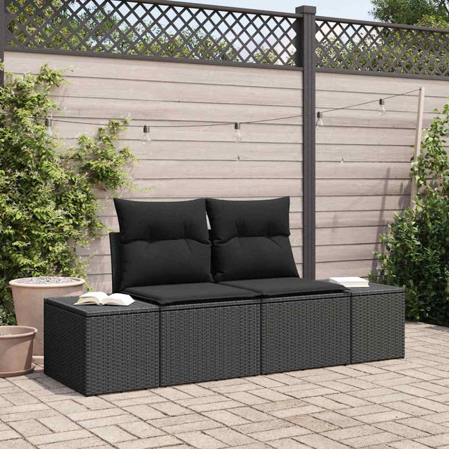 Havemøbelsofa med pude Sort 184 x 62 x 69 cm polyrattan