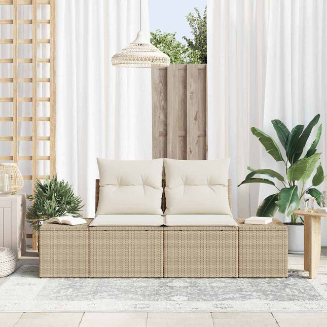 Havemøbelsofa med pude Beige 184 x 62 x 69 cm polyrattan