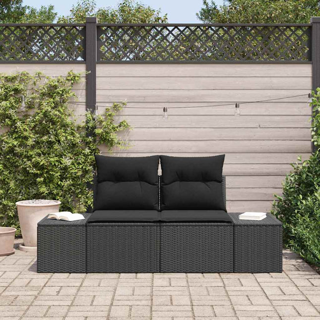 Havemøbelsofa med pude Sort 184 x 62 x 69 cm polyrattan