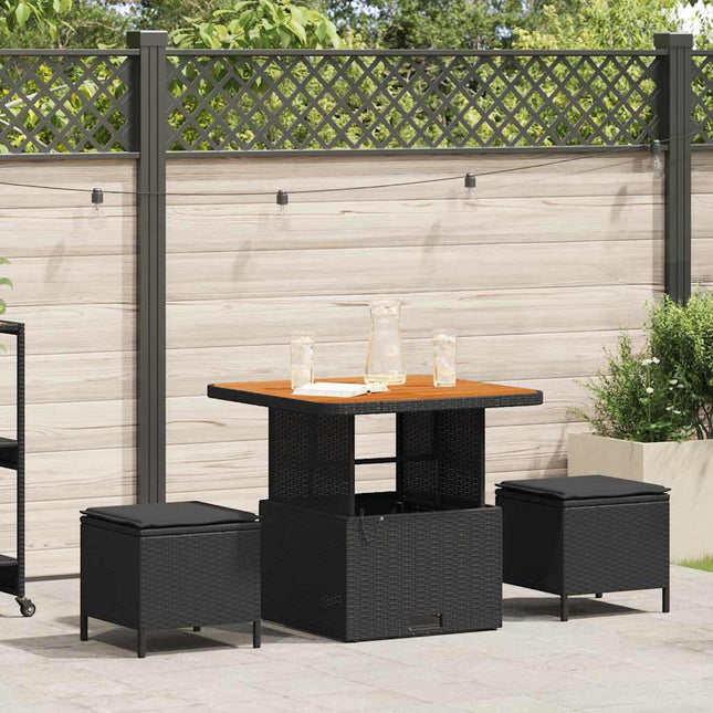 Have Spisebordssæt 3 stk. Sort polyrattan