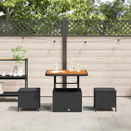 Have Spisebordssæt 3 stk. Sort polyrattan