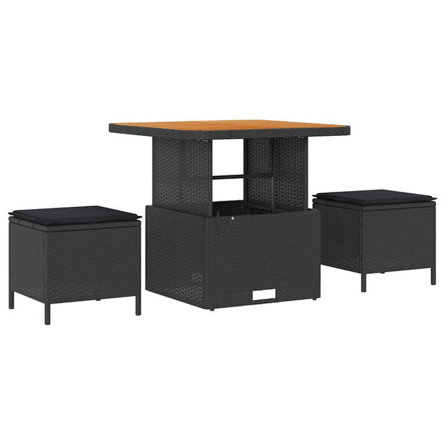 Have Spisebordssæt 3 stk. Sort polyrattan