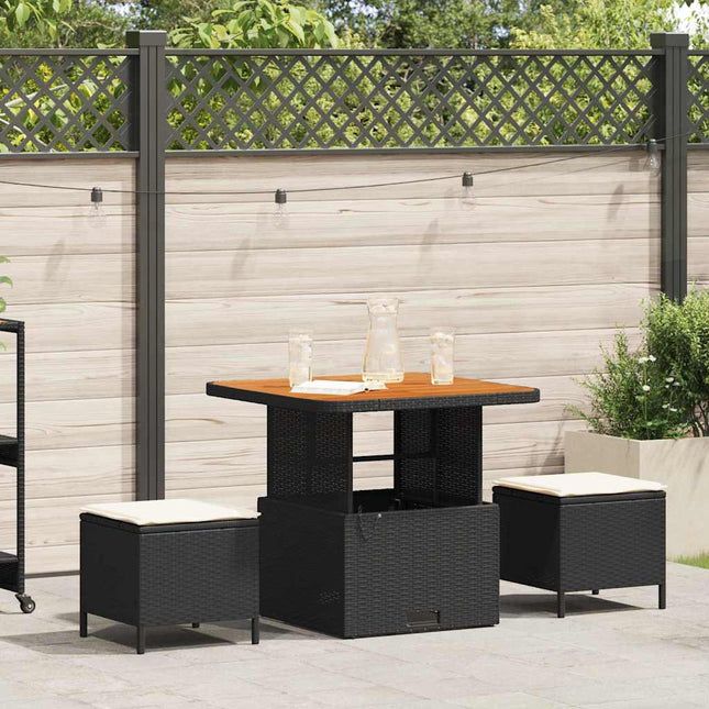 Have Spisebordssæt 3 stk. Sort polyrattan
