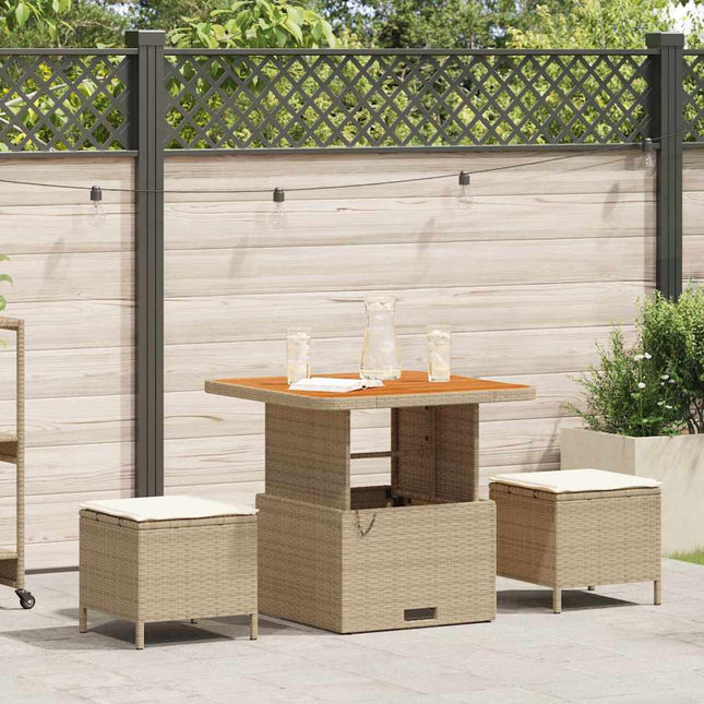 Have Spisebordssæt 3 stk. Beige polyrattan