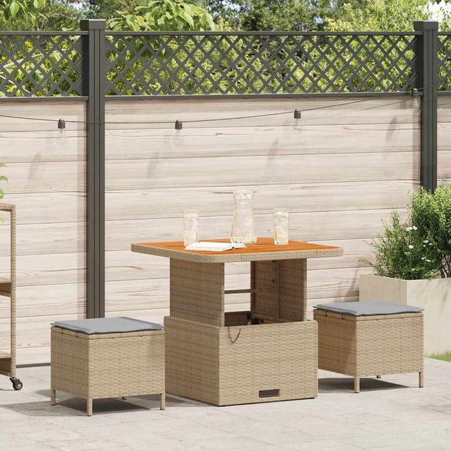 Have Spisebordssæt 3 stk. Beige polyrattan