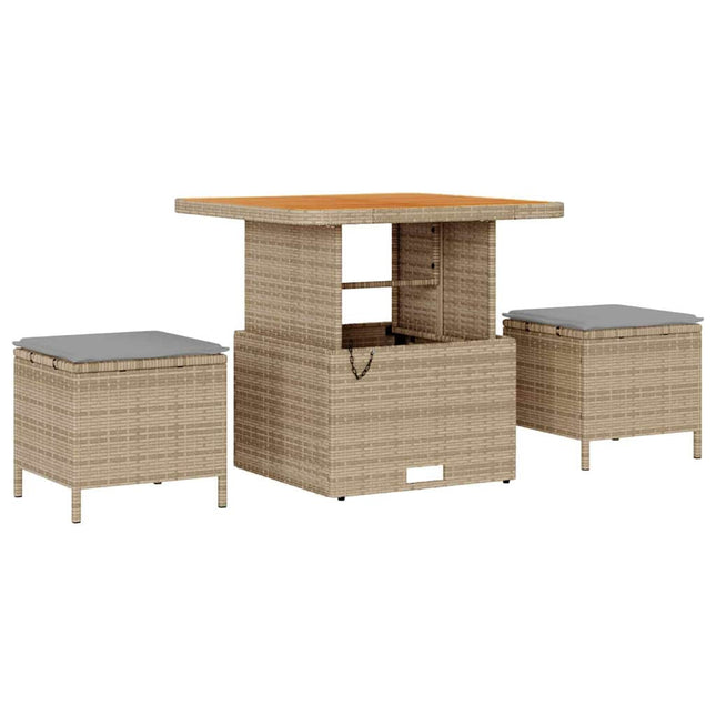 Have Spisebordssæt 3 stk. Beige polyrattan