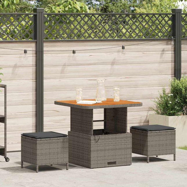 Have Spisebordssæt 3 stk. Grå polyrattan