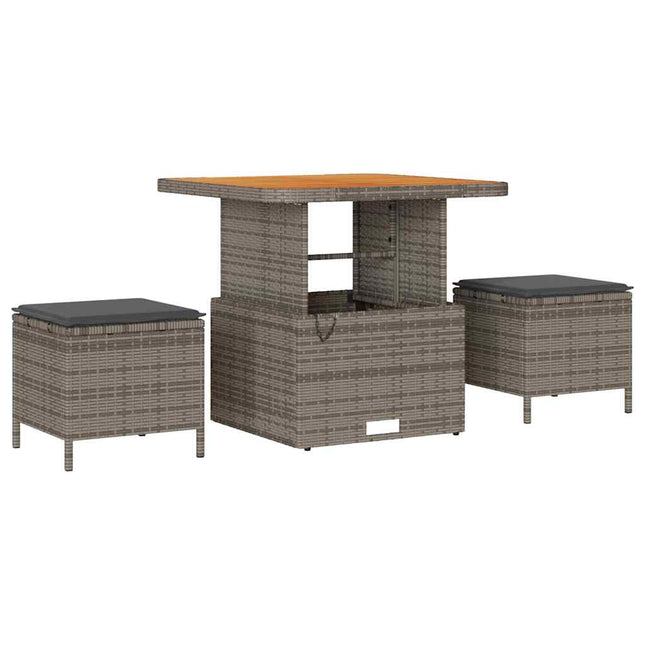 Have Spisebordssæt 3 stk. Grå polyrattan