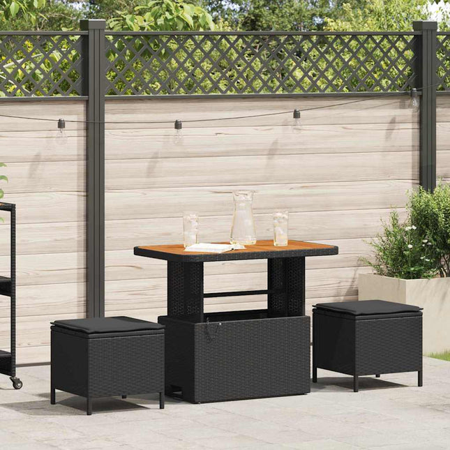 Have Spisebordssæt 3 stk. Sort polyrattan