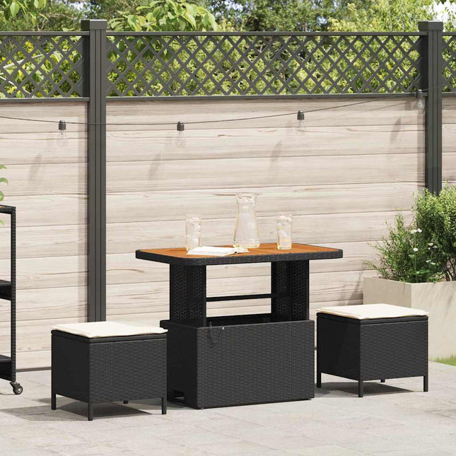 Have Spisebordssæt 3 stk. Sort polyrattan