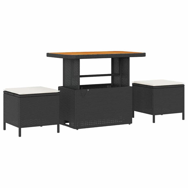 Have Spisebordssæt 3 stk. Sort polyrattan