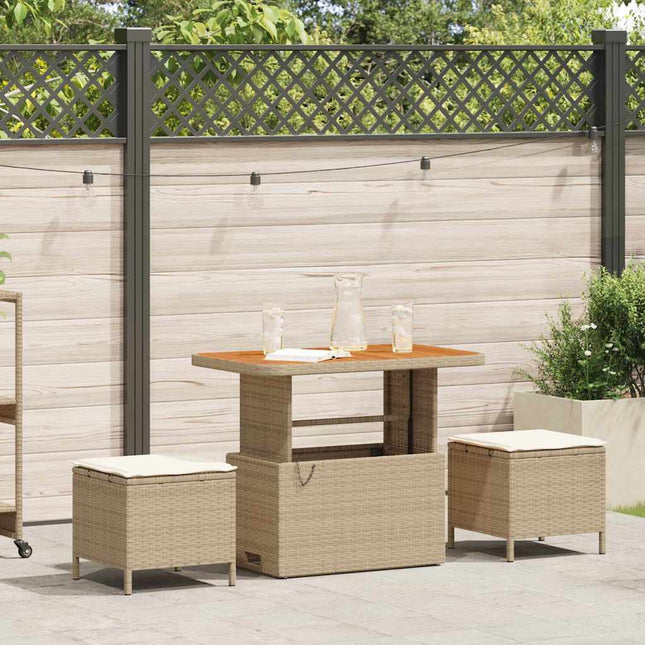 Have Spisebordssæt 3 stk. Beige polyrattan