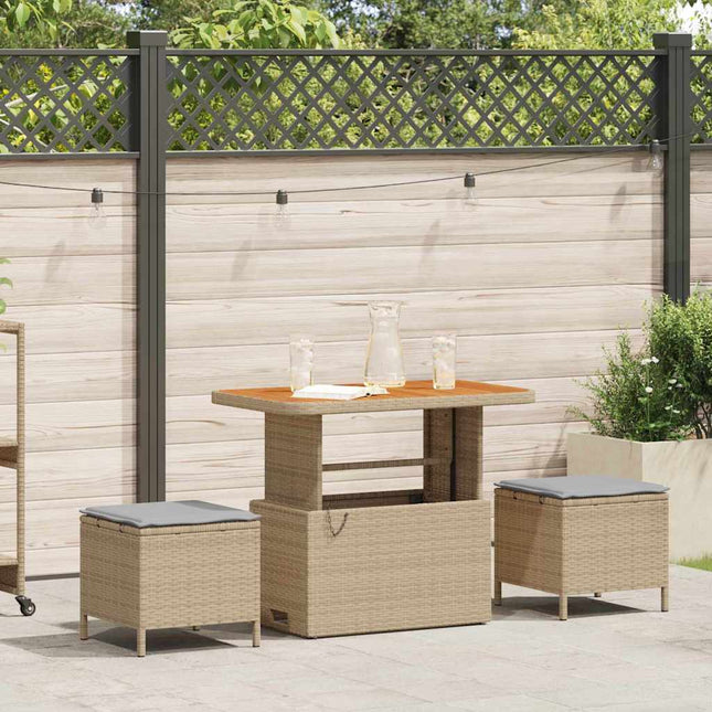 Have Spisebordssæt 3 stk. Beige polyrattan