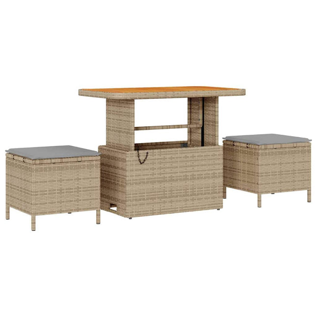 Have Spisebordssæt 3 stk. Beige polyrattan