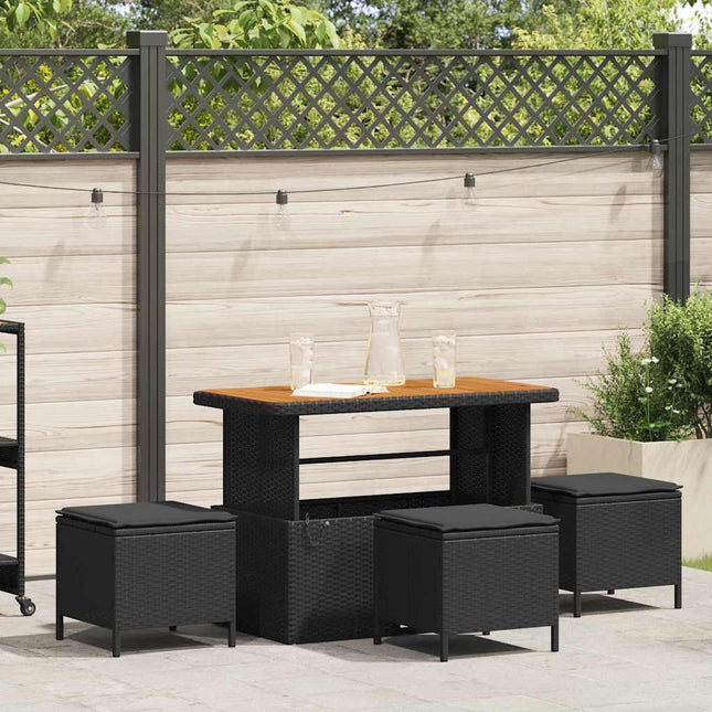 Have Spisebordssæt 4 stk. Sort polyrattan