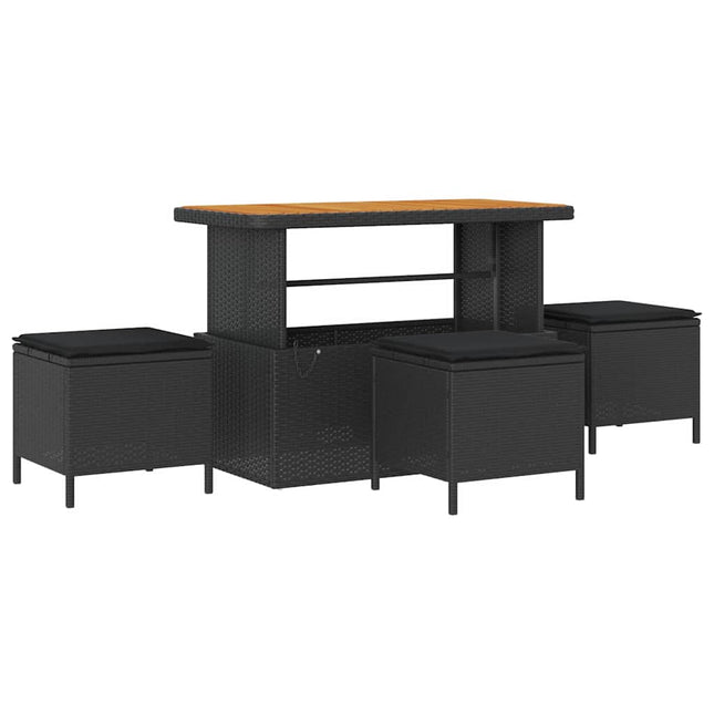 Have Spisebordssæt 4 stk. Sort polyrattan