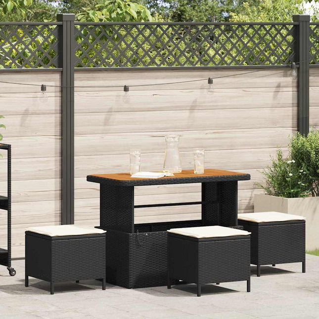 Have Spisebordssæt 4 stk. Sort polyrattan