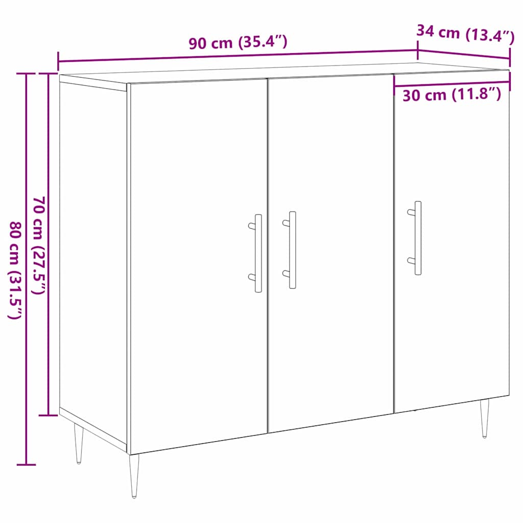 Sideboard Gammelt træ 90 x 34 x 80 cm Konstrueret træ