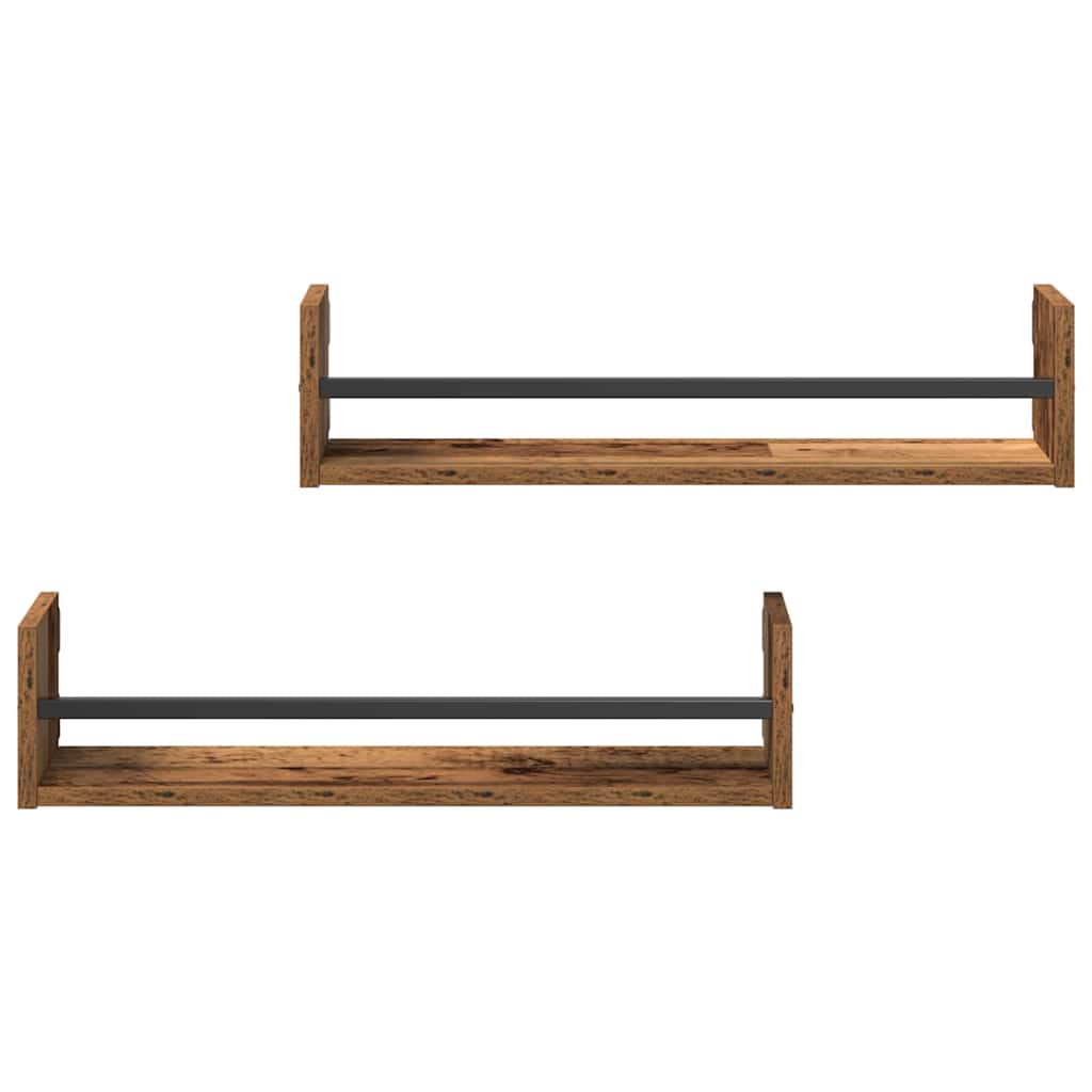 Væghylde 2 pcs Gammelt træ 60 x 16 x 14 cm Konstrueret træ
