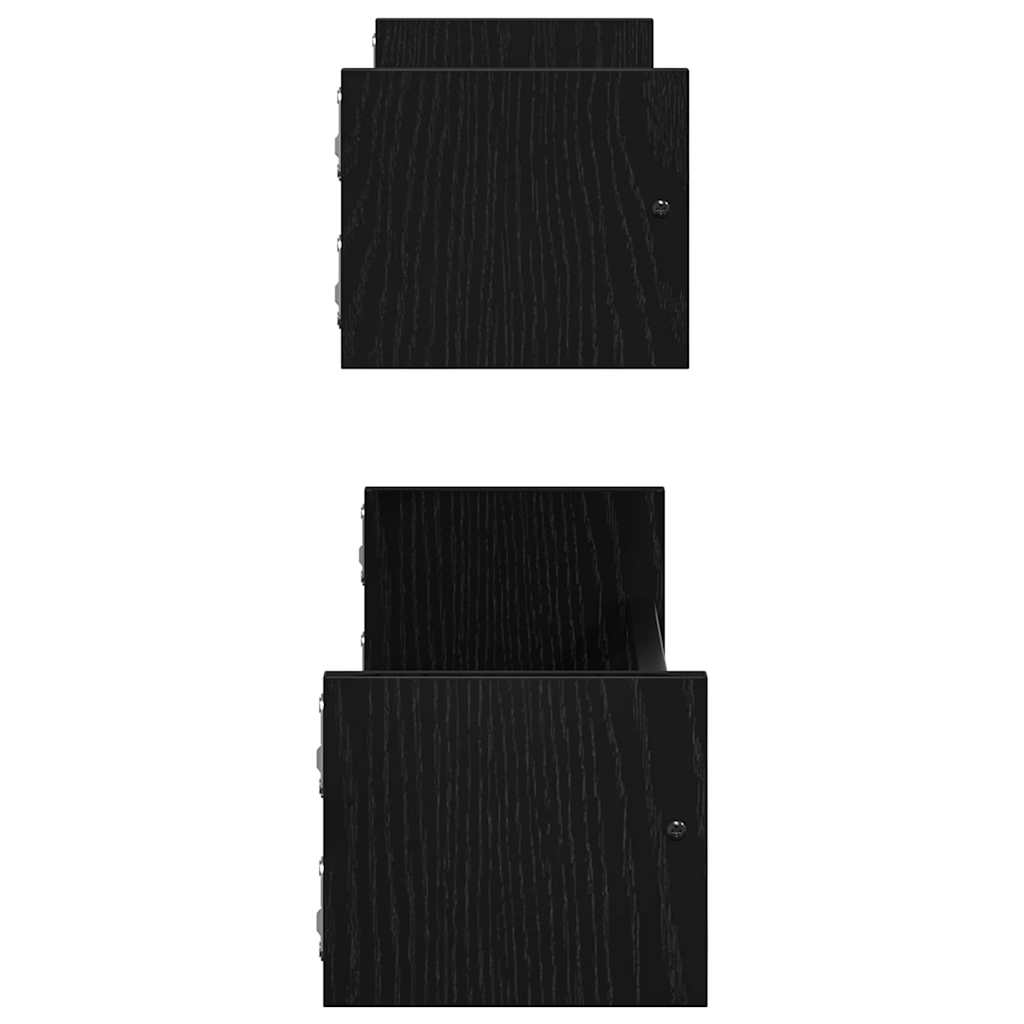 Væghylde 2 pcs Sort eg 60 x 16 x 14 cm Konstrueret træ