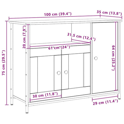 Sideboard Gammelt træ 100 x 35 x 75 cm