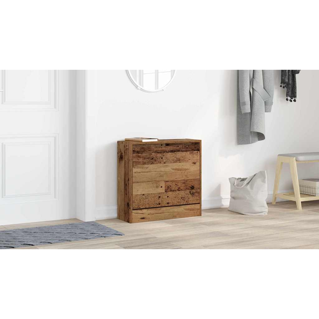 Sko skab med hylde Gammelt træ 60 x 21 x 57 cm Konstrueret træ