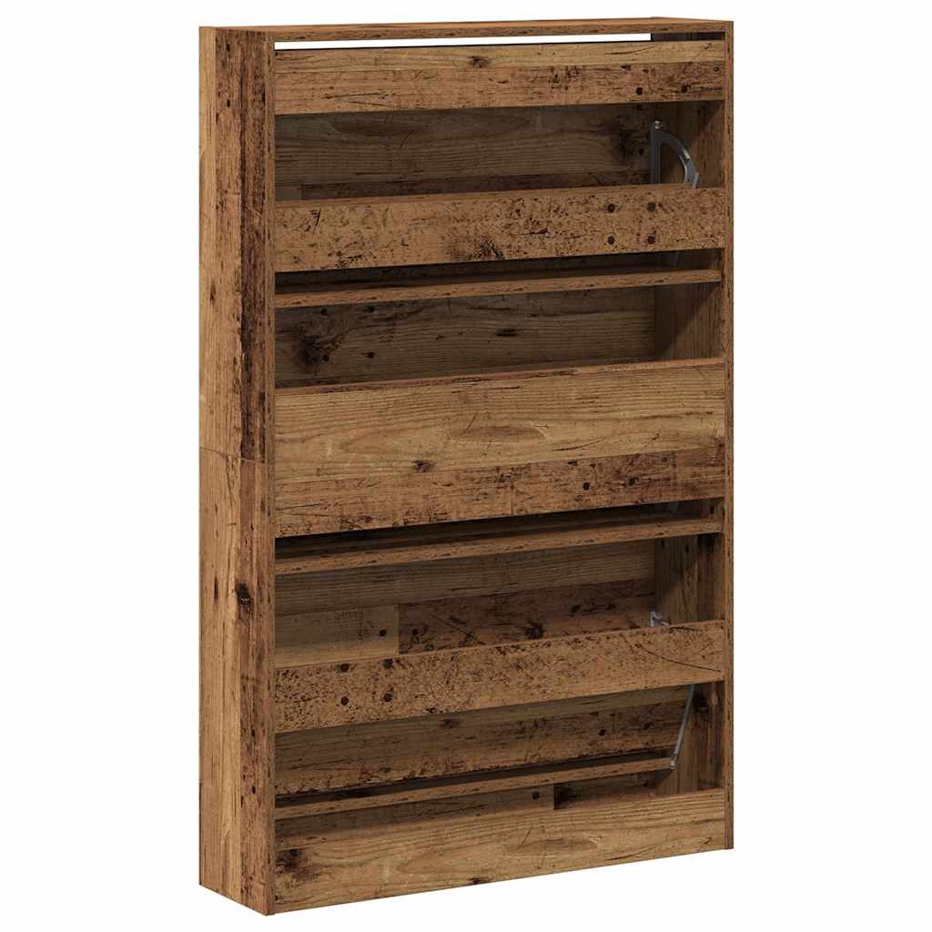 Sko skab med dør Gammelt træ 80 x 21 x 125,5 cm Konstrueret træ