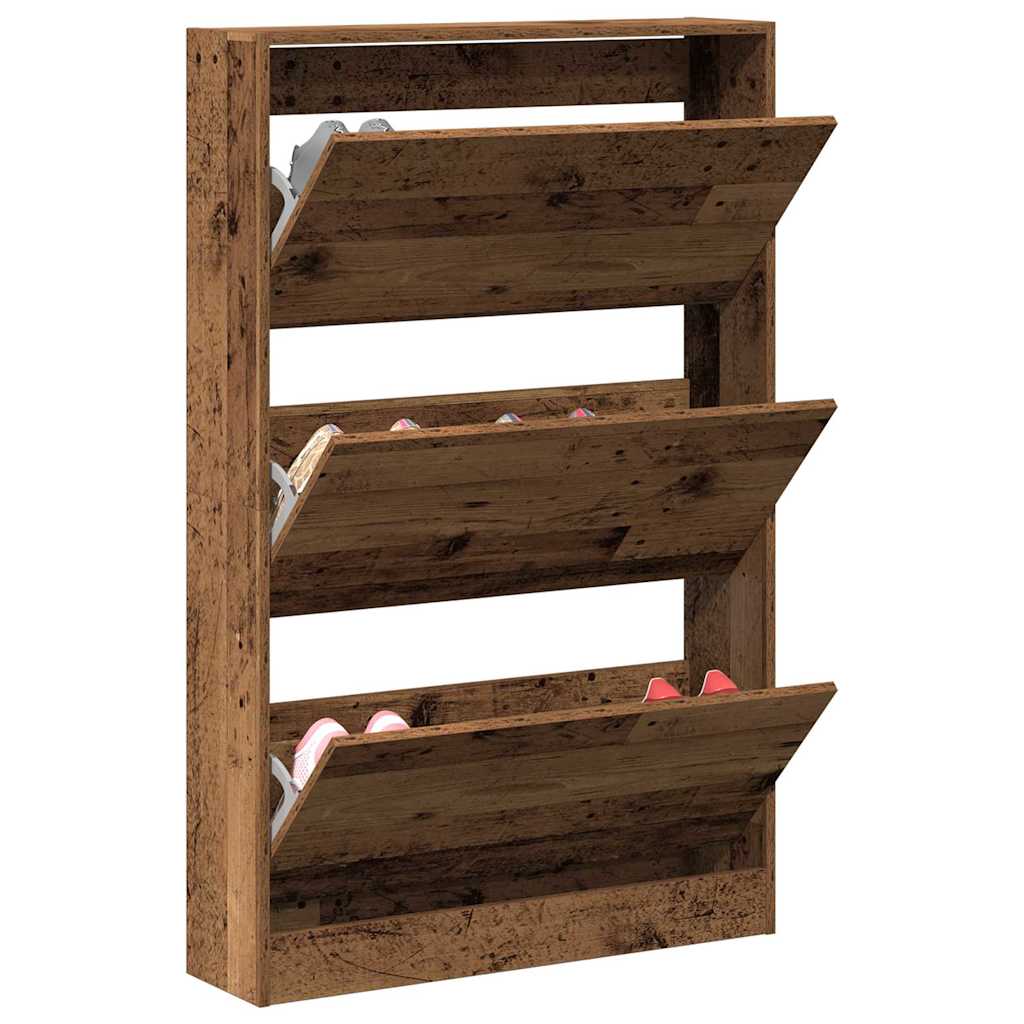 Sko skab med dør Gammelt træ 80 x 21 x 125,5 cm Konstrueret træ