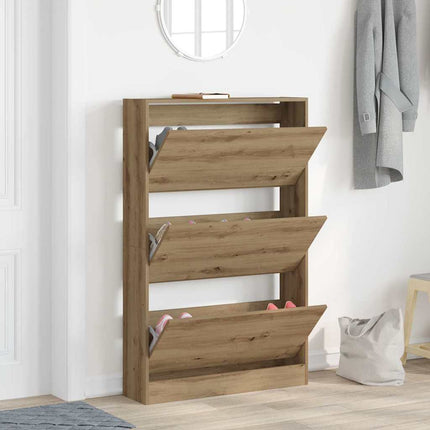 Sko skab 80 x 21 x 125,5 cm Konstrueret træ Artisan Egetræ