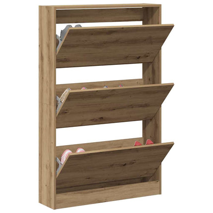 Sko skab 80 x 21 x 125,5 cm Konstrueret træ Artisan Egetræ