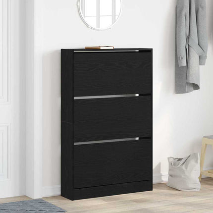 Sko skab 80 x 21 x 125,5 cm Konstrueret træ Sort eg